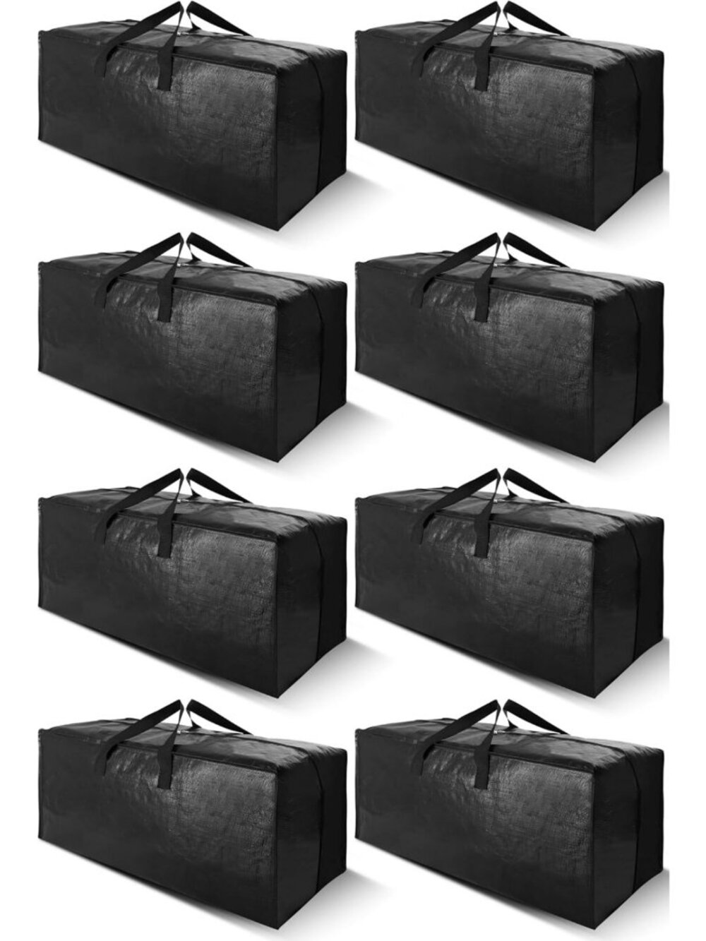 8 Pack Extra Large Heavy Duty Moving Bags with Straps & Zippers - Space-Saving